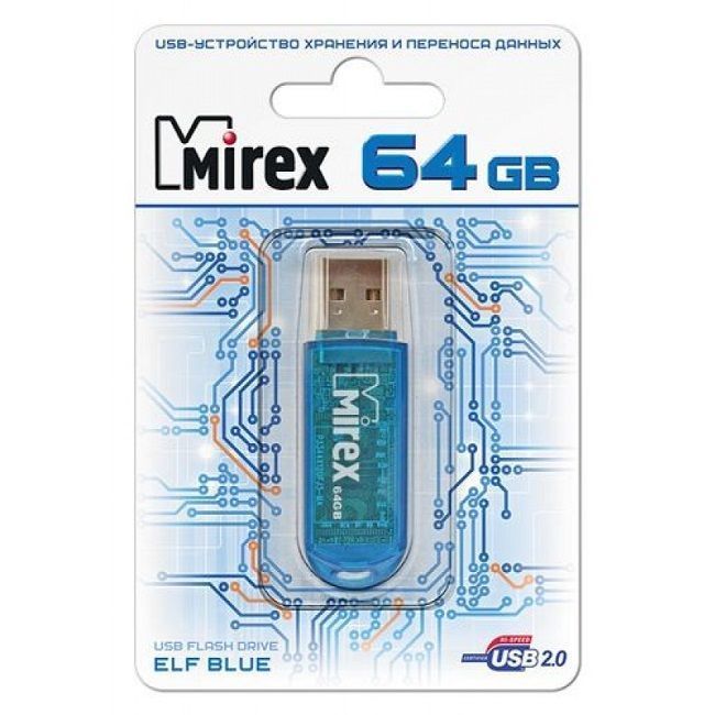 USB 64Gb MIREX ELF синий (ecopack)