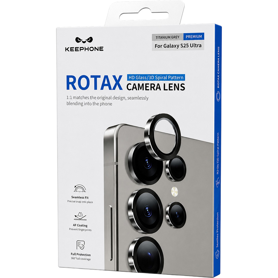 Противоударное стекло для камеры KEEPHONE ROTAX CAMERA LENS для Samsung S25 ULTRA SILVER