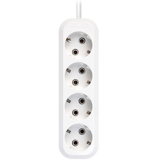 Сетевой удлинитель 10.0м SMARTBUY SBE-16-4-10m-Z, 4 розетки, 16А/3,5кВт с/з ПВС 3х1,0