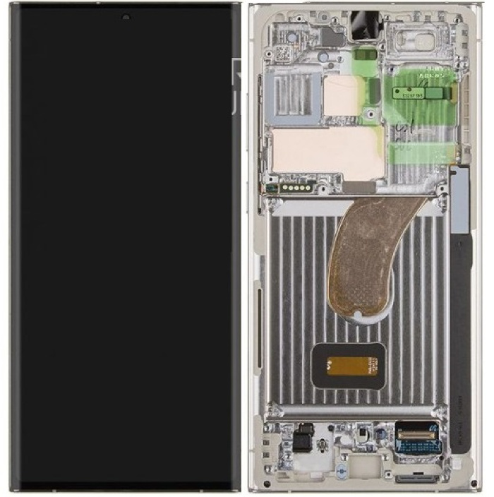 Дисплей для Samsung Galaxy S23 Ultra 5G 2023 SM-S918 в рамке (бежевый) 100% OR