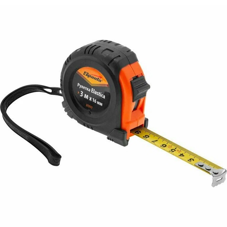 Рулетка 3м х 16мм SPARTA Elastica 31311, обрезин.корпус