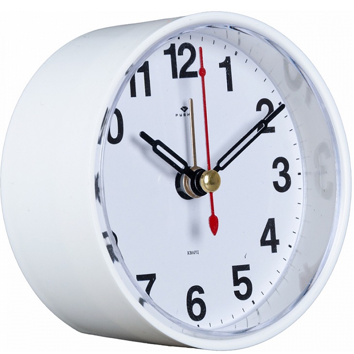 Будильник РУБИН  "Классика", кварц, корпус белый (В7-002)
