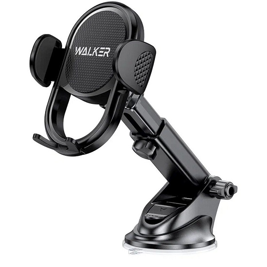 Автомобильный держатель WALKER CX-013 выдвижной с зажимом и присоской, черный