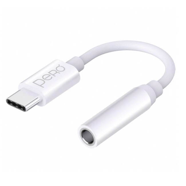 Переходник Jack 3.5 >--> Type-C PERO AD09 белый
