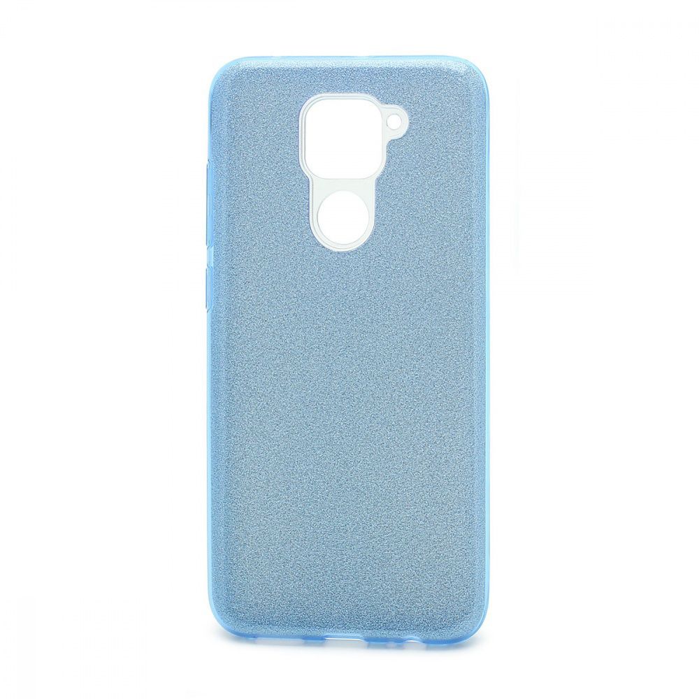 Силиконовый чехол FASHION для Xiaomi Redmi Note 9 голубой с блестками