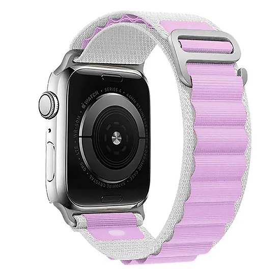Ремешок ApW27 Alpine Loop для Apple Watch 42/44/45/49 mm текстиль (white/light violet)