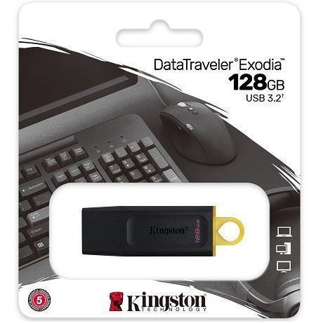 USB 128Gb Kingston  DataTravele Exodia чёрный/жёлтый