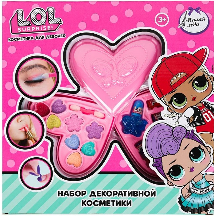 Набор косметики: Лол тени д/век, помада д/губ, лак д/ногтей МИЛАЯ ЛЕДИ 119835-LOL-ML