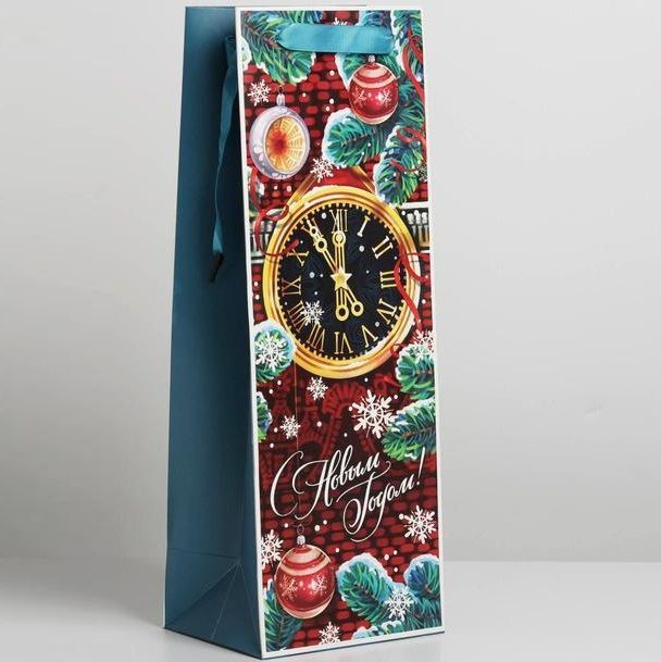 Пакет под бутылку крафтовый «Чудес в новогоднюю ночь», 13 × 36 × 10 см   4275599