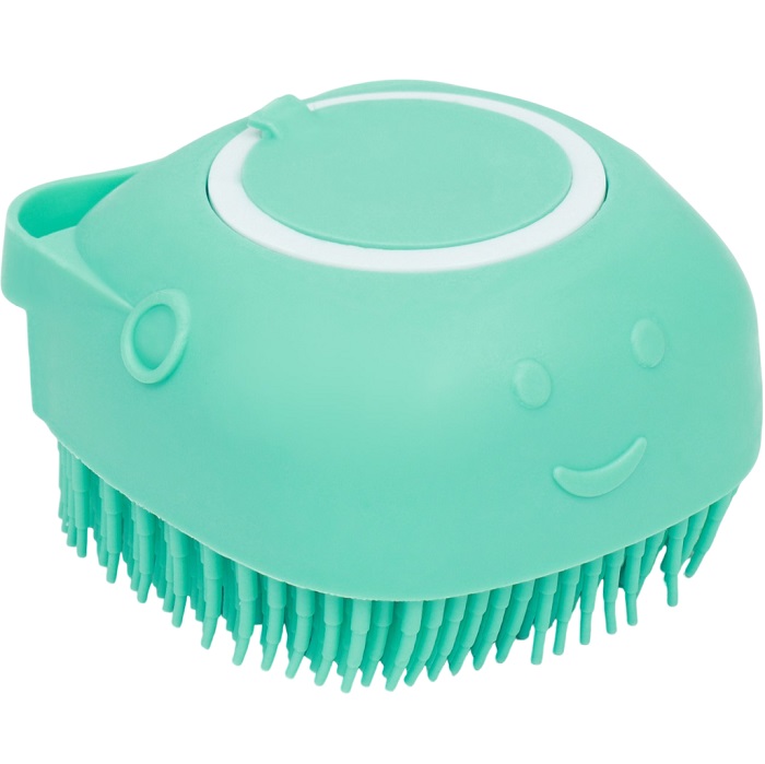 Щётка для мытья и массажа животных, с емкостью для шампуня, бирюзовая 9878788