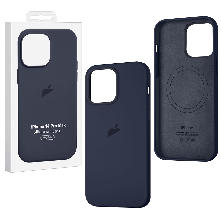 Силиконовый чехол SILICONE CASE для iPhone14 Pro Max Midnight (MagSafe) c LOGO