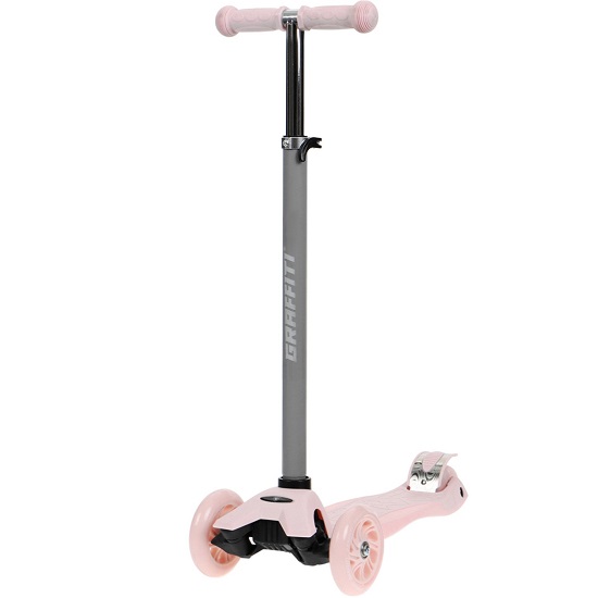 Самокат GRAFFITI Baby, колёса световые PU 120/70 мм, ABEC 7, цвет розовый