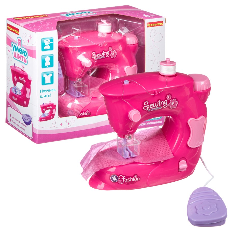 Швейная машинка BONDIBON «Я УМЕЮ ШИТЬ», розовая, BOX ВВ4594