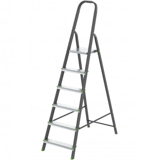 Стремянка СИБРТЕХ, 6 ступеней, стальной профиль, алюминиевые ступени, 97956