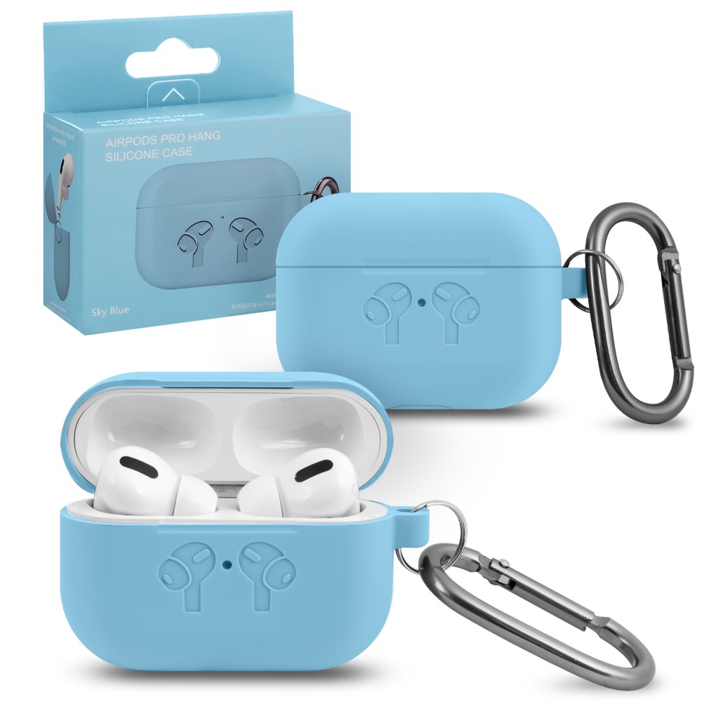 Силиконовый кейс для AirPods Pro Hang Silicon Сase с карабином  HF sky blue