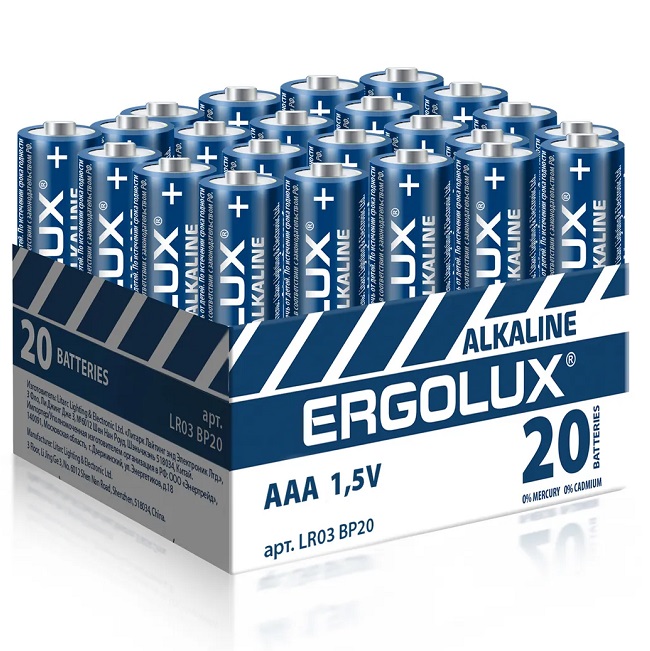 Элемент питания ERGOLUX LR03 BP-20 (480)