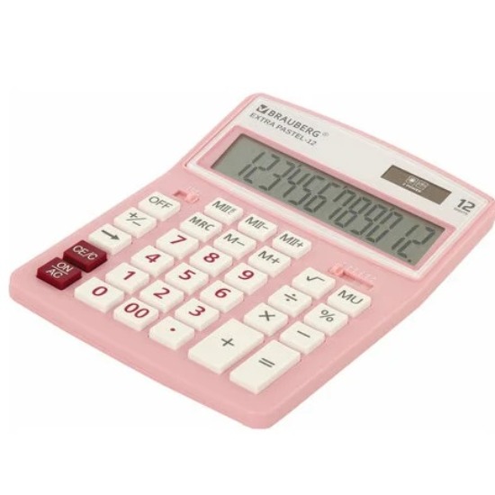 Калькулятор настольный BRAUBERG EXTRA PASTEL-12- РОЗОВЫЙ, 250487