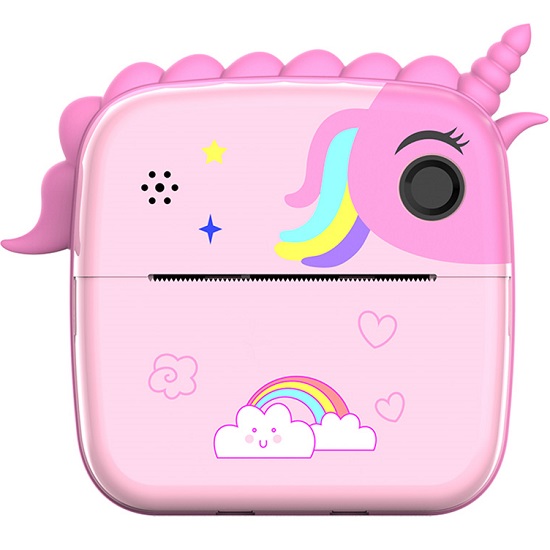 Детская камера c печатью фотографий Kid Joy, Print Cam, 2,4'' HD экран,(P23) c картинкой единорога, розовая