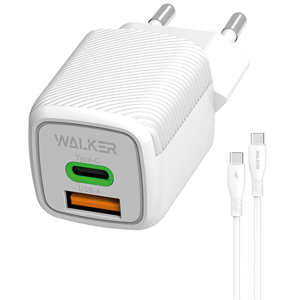 Сетевое ЗУ 1USB/1Type-C 3A WALKER WH-71 GaN, белый, Type-C-Lightning