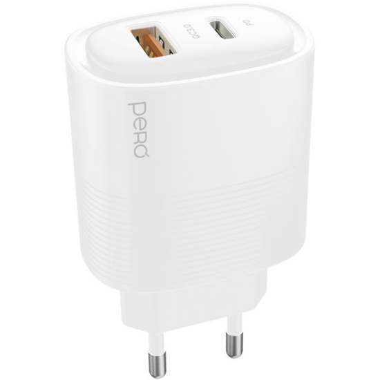 Сетевое ЗУ 1USB/1Type-C PERO TC11, белый, 45W