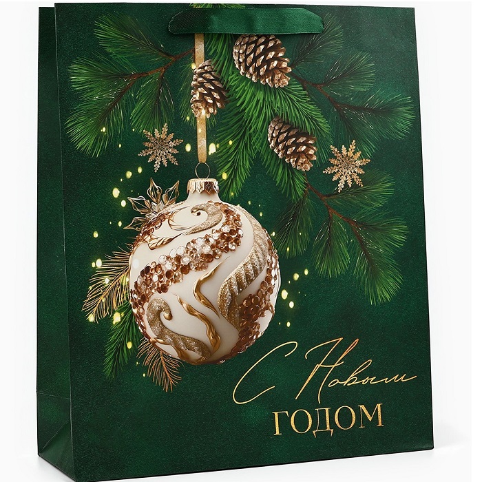 Пакет «С Новым годом», ёлочные игрушки, M 26 х 30 х 9 см 10348941
