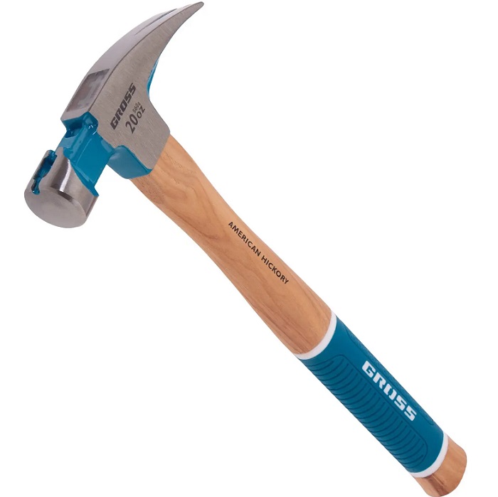 Молоток-гвоздодер GROSS 10419, 560 г, угол 75, магнит, обрезиненная рукоятка AMERICAN HICKORY