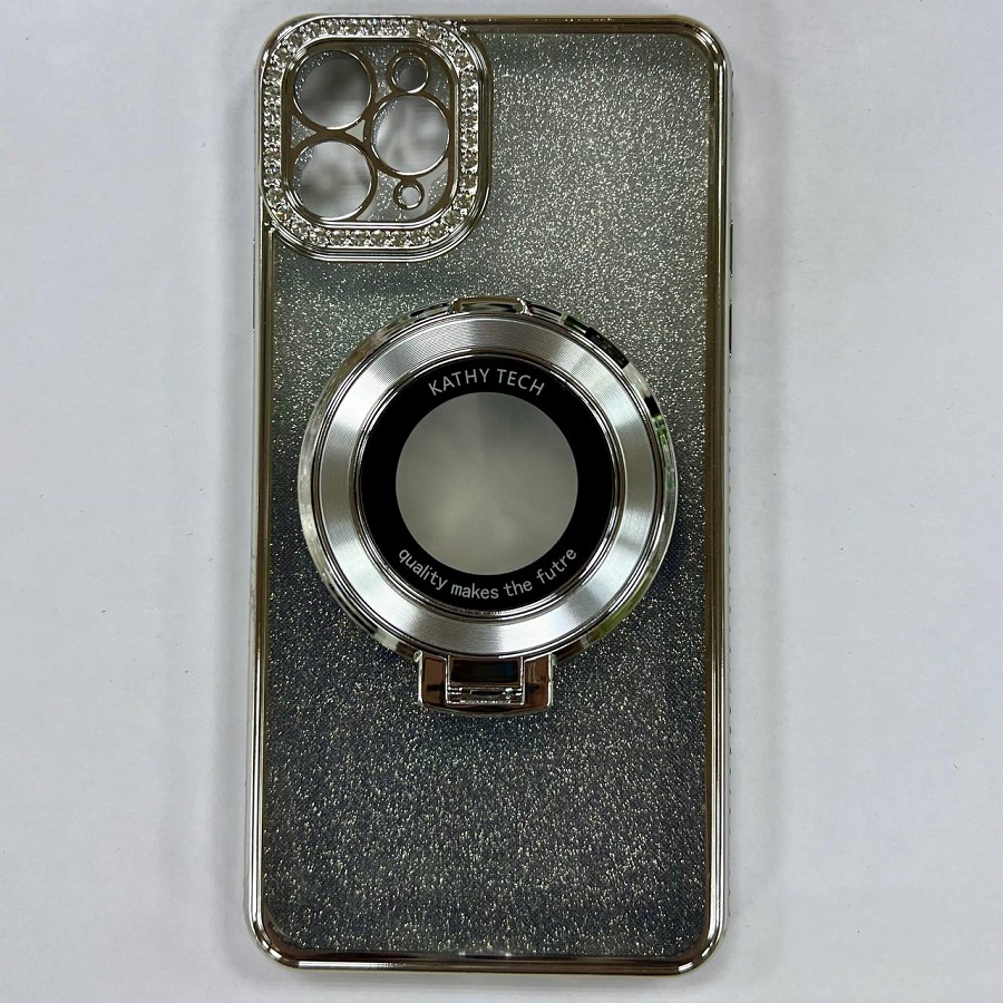 Задняя накладка NONAME для iPhone 11 Pro Max  с гальваническим магнитным держателем цвет серебро