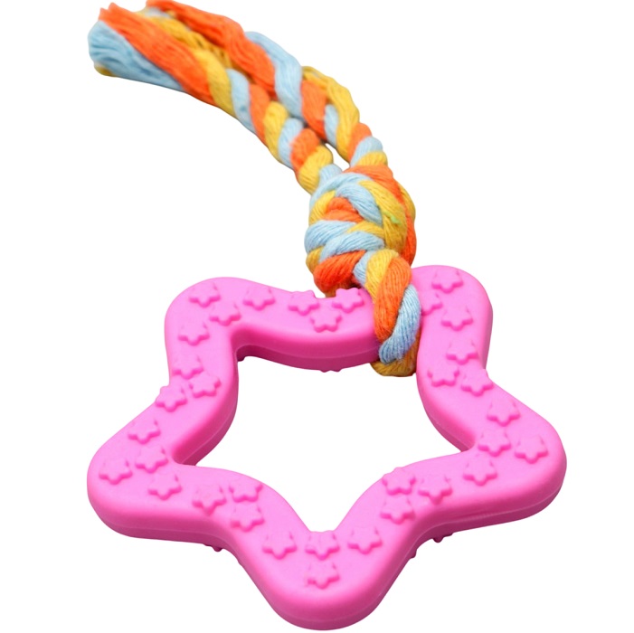 Игрушка жевательная с канатом "Звезда с хвостом", розовая 7159787