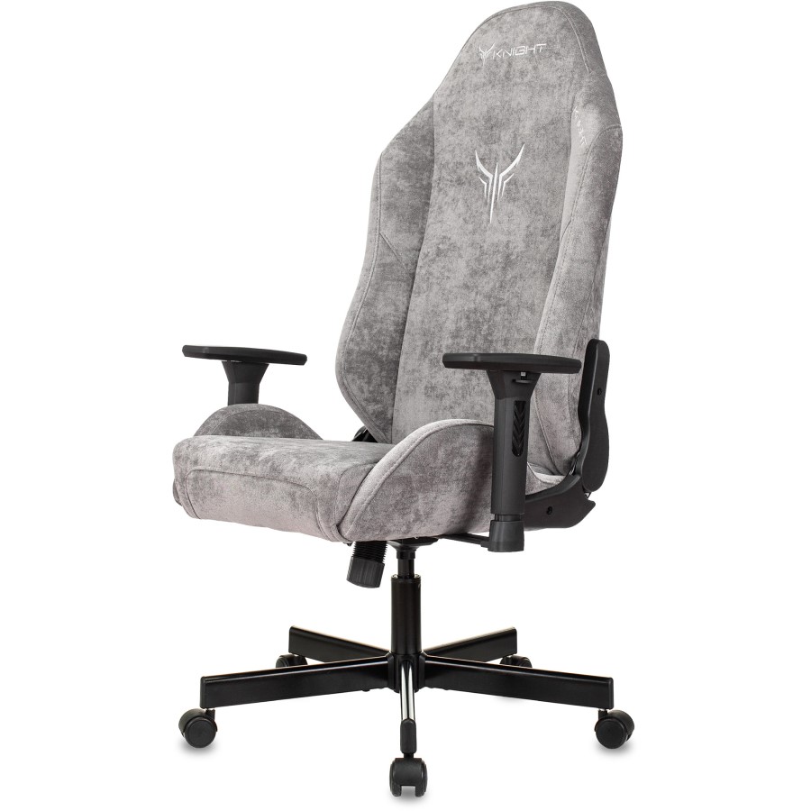 Кресло игровое БЮРОКРАТ Knight N1 Fabric серый Light-19 с подголов. крестовина металл