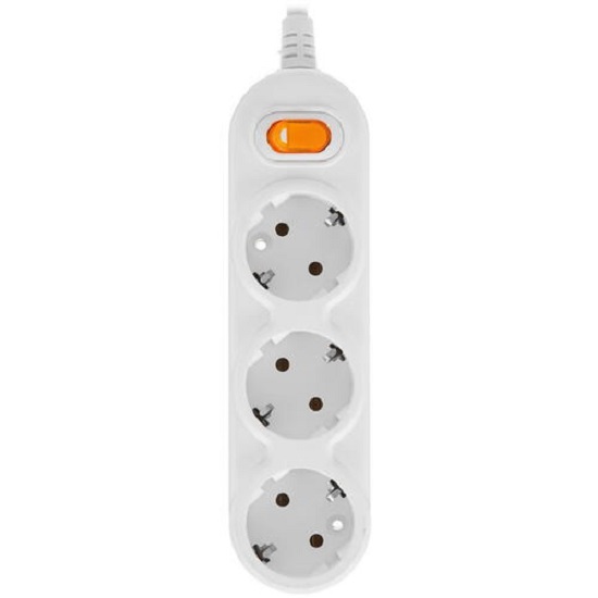 Сетевой удлинитель  3.0м POWER CUBE PC-1-3M, белый, 3 розетки, с/з, с выкл. 16А