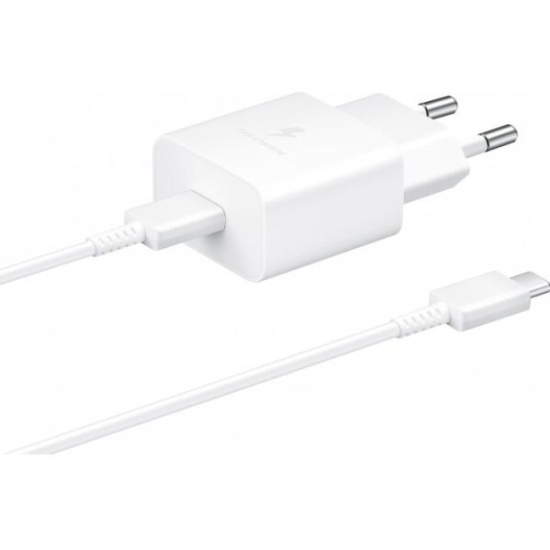 Сетевое ЗУ 1Type-C Samsung EP-T1510XWEGRU, белый, кабель Type-C <--> Type-C, 15W