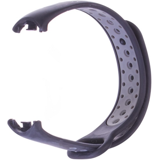 Ремешок Luazon для фитнес-браслета Mi Band 8/9, с перфорацией, чёрно-серый