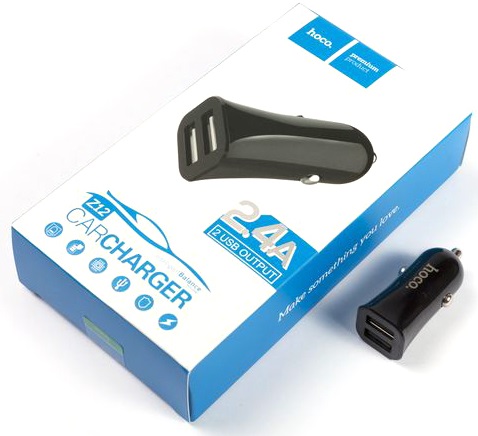 Авто ЗУ 2USB 2.4 HOCO Z12 чёрный