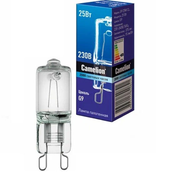 Лампа галогенная CAMELION JCD G9 25W/ прозрачная