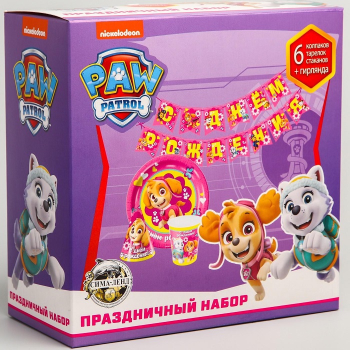 Набор бумажной посуды, на 6 персон "С днем рождения!", Щенячий патруль 4265700