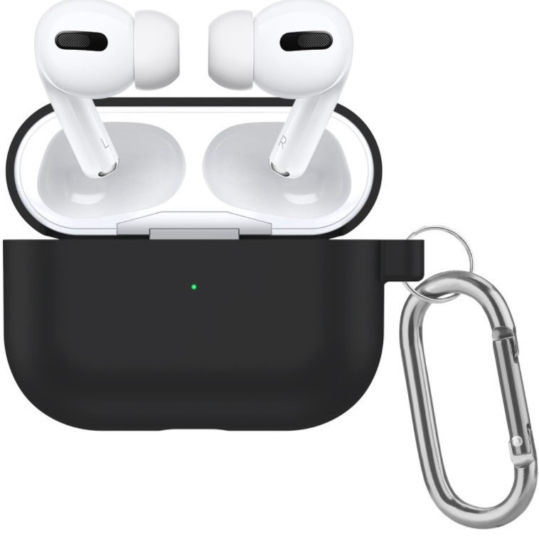 Силиконовый чехол SILICONE CASE для AirPods Pro 2_01_черный, с карабином