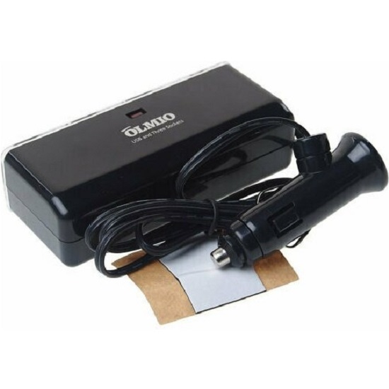 Разветвитель прикуривателя OLMIO CC-004 (3 порта + 1 порт USB 2.1A) черный
