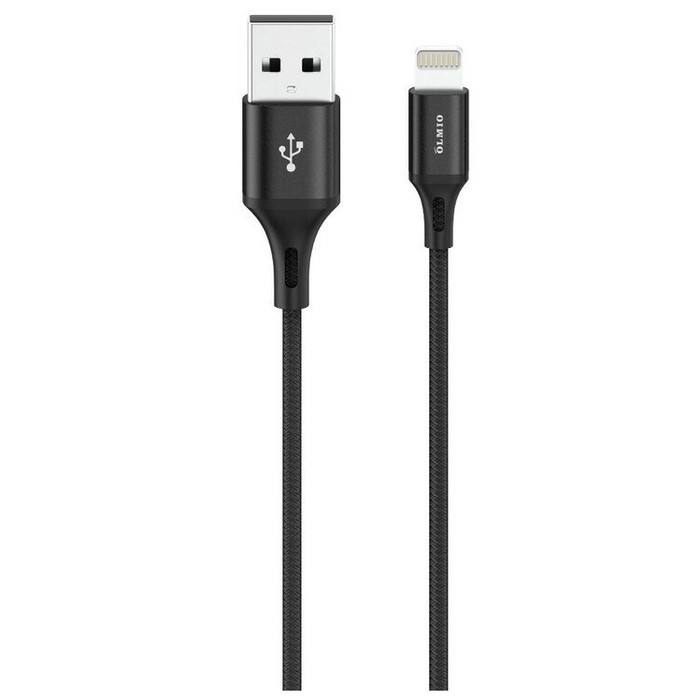 Кабель USB <--> Lightning  1.2м OLMIO BASIC текстильная оплетка, черный
