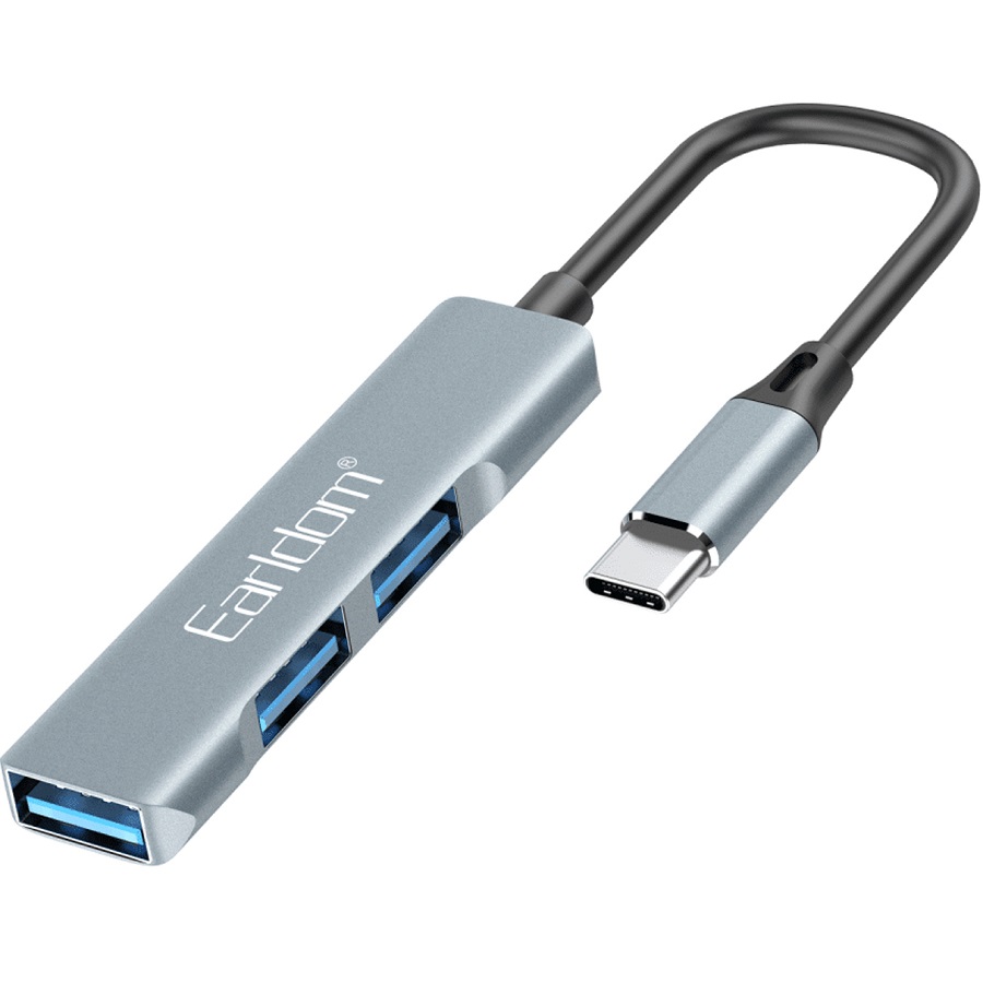 USB-Хаб EARLDOM ET-HUB10, 3USB, 3хUSB3.0, серебряный