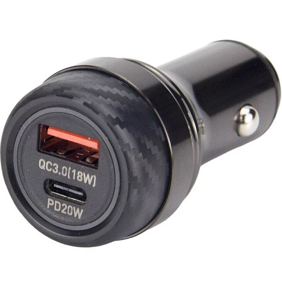 Авто ЗУ 1USB/1Type-C 3A MIVO MU-338Q черный, 38W