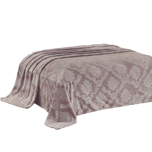 Плед 180*205 велсофт "Жаккард" ЭлитаЛюкс, пудра