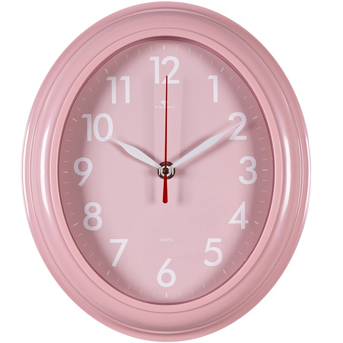 Часы настенные РУБИН "Легкость" овал 22,5х26,5см, корпус розовый (2623-011)