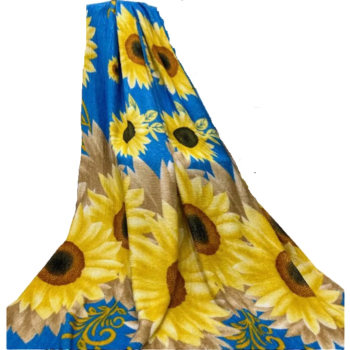 Плед 180*200 бамбуковый "Подсолнухи", голубой