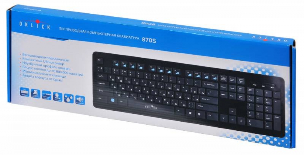 Клавиатура БП OKLICK 870S черный USB <KB-406W>