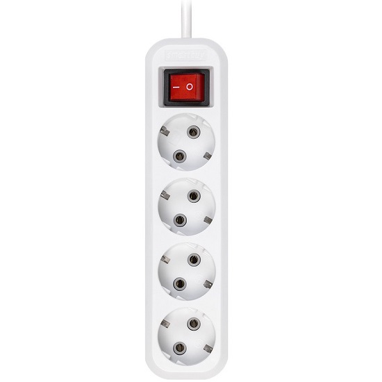 Сетевой удлинитель 10.0м SMARTBUY SBE-16-4-10-ZS, 4 розеток, 16А/3,5кВт с выкл. и заземлением ПВС 3х1,0