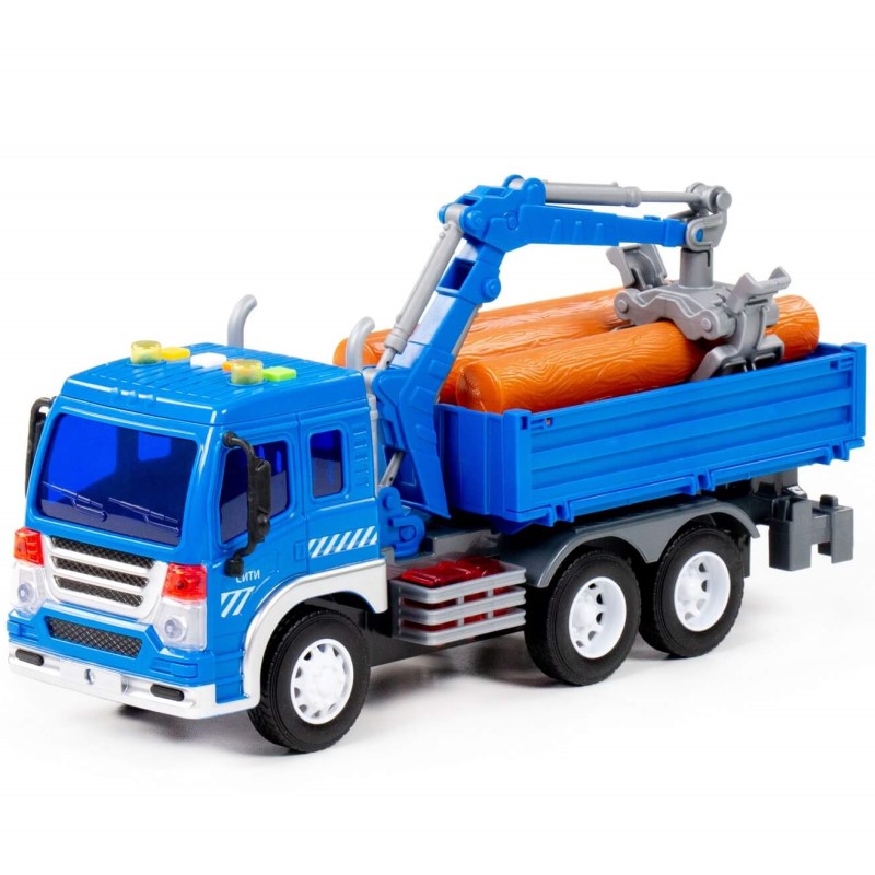 Автомобиль бортовой СИТИ с манипулятором инерционный, синий