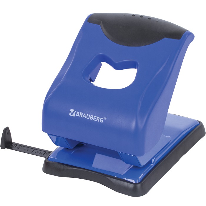 Дырокол BRAUBERG "JET PRO", до 40 листов, сине-черный, 228602