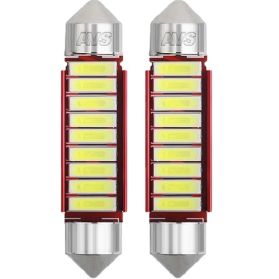 Лампа светодиодная AVS SV042 T11/белый/ (SV8,5) CANBUS  9 SMD 7020 39мм 12V., блистер 2 шт