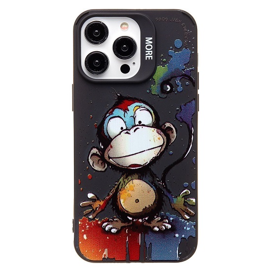 Задняя накладка SC335 для iPhone 14 Pro Max  (обезьяна) (black) (233101)