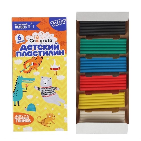Пластилин Calligrata, 6 цветов, 120 г